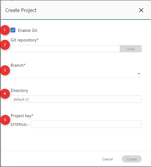 Create Project dialog - Versioned project