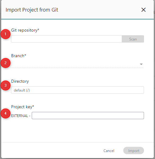 Import Project from Git dialog