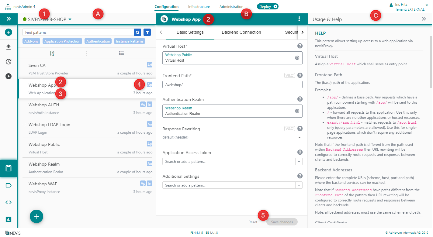 Patterns screen - Overview