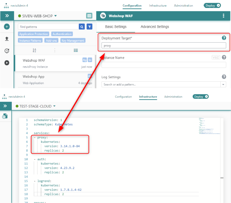 Matching the Deployment Target field input with the inventory - Kubernetes