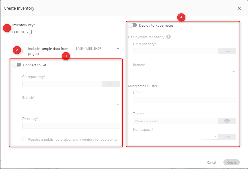 Create Inventory dialog - Unversioned inventory