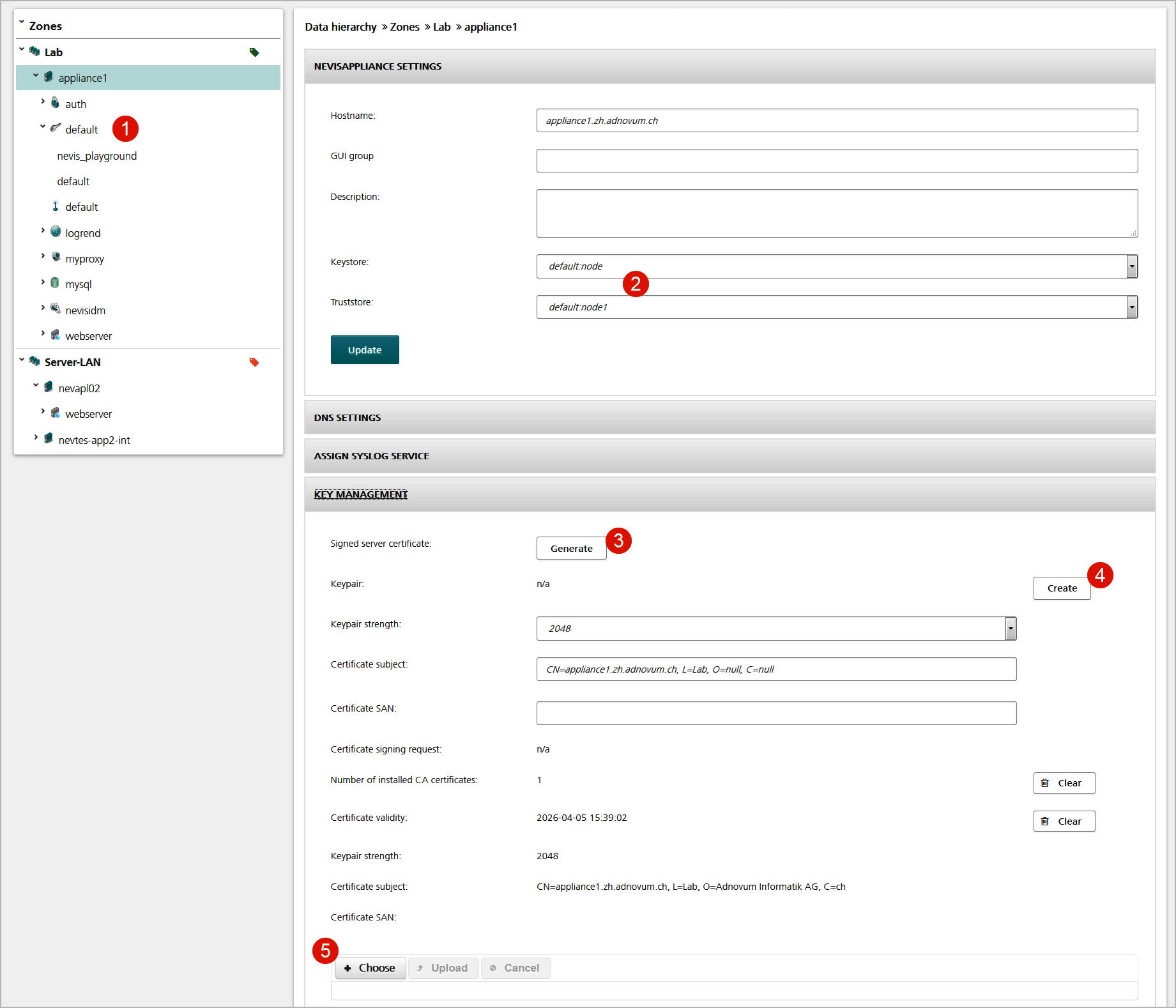 Generate key material for each server