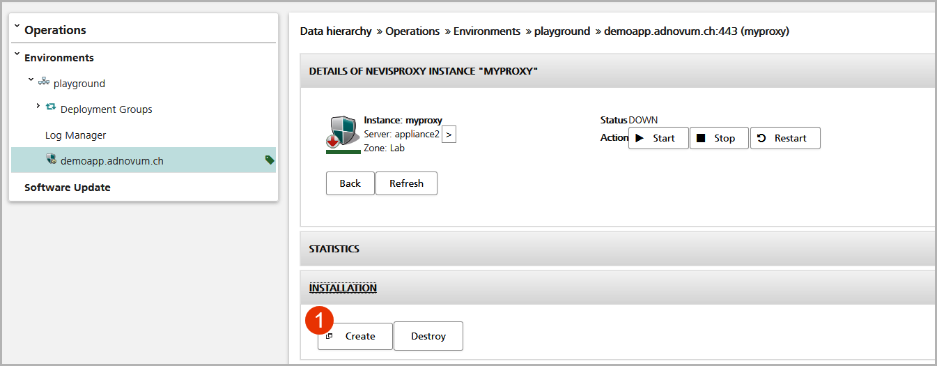 Manual instance creation