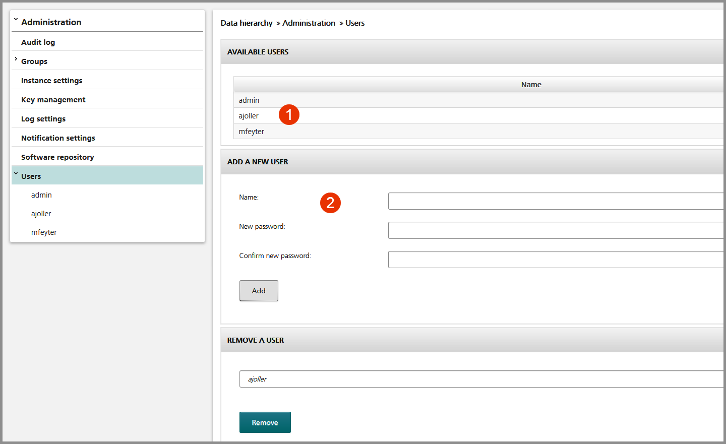 User management view