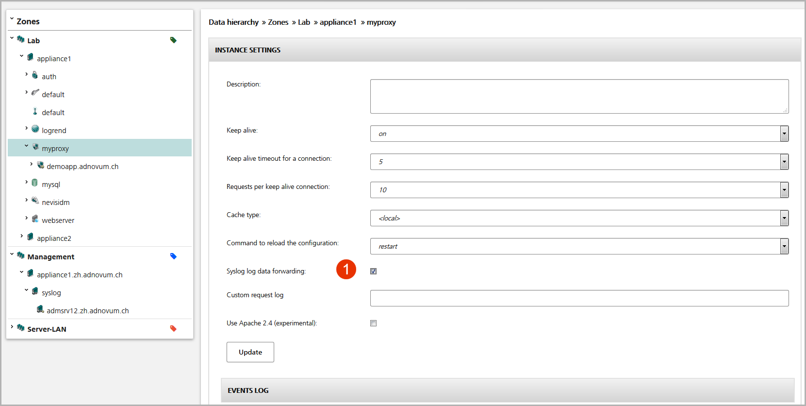 Enable Syslog data forwarding