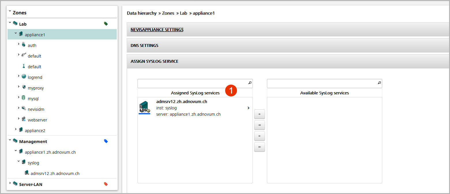 Assign a Syslog service