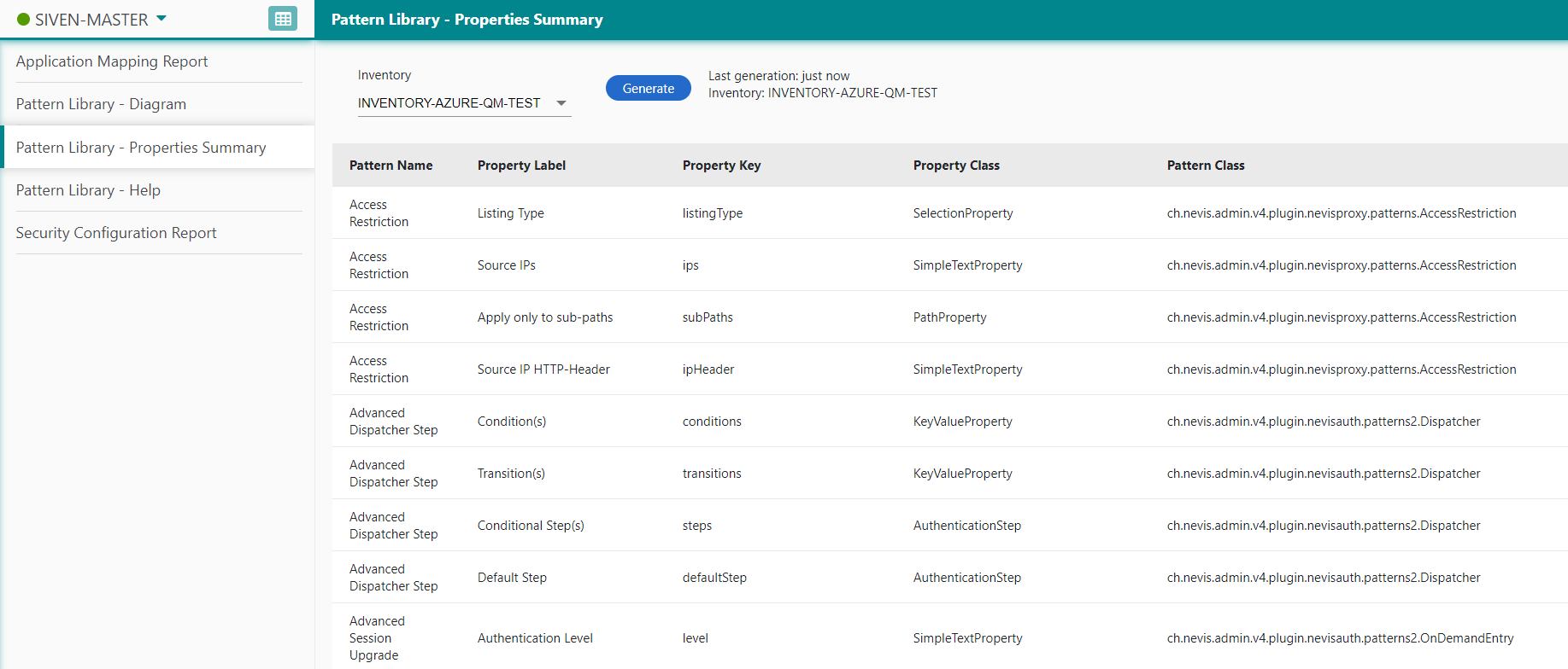 Pattern Library - Properties Summary