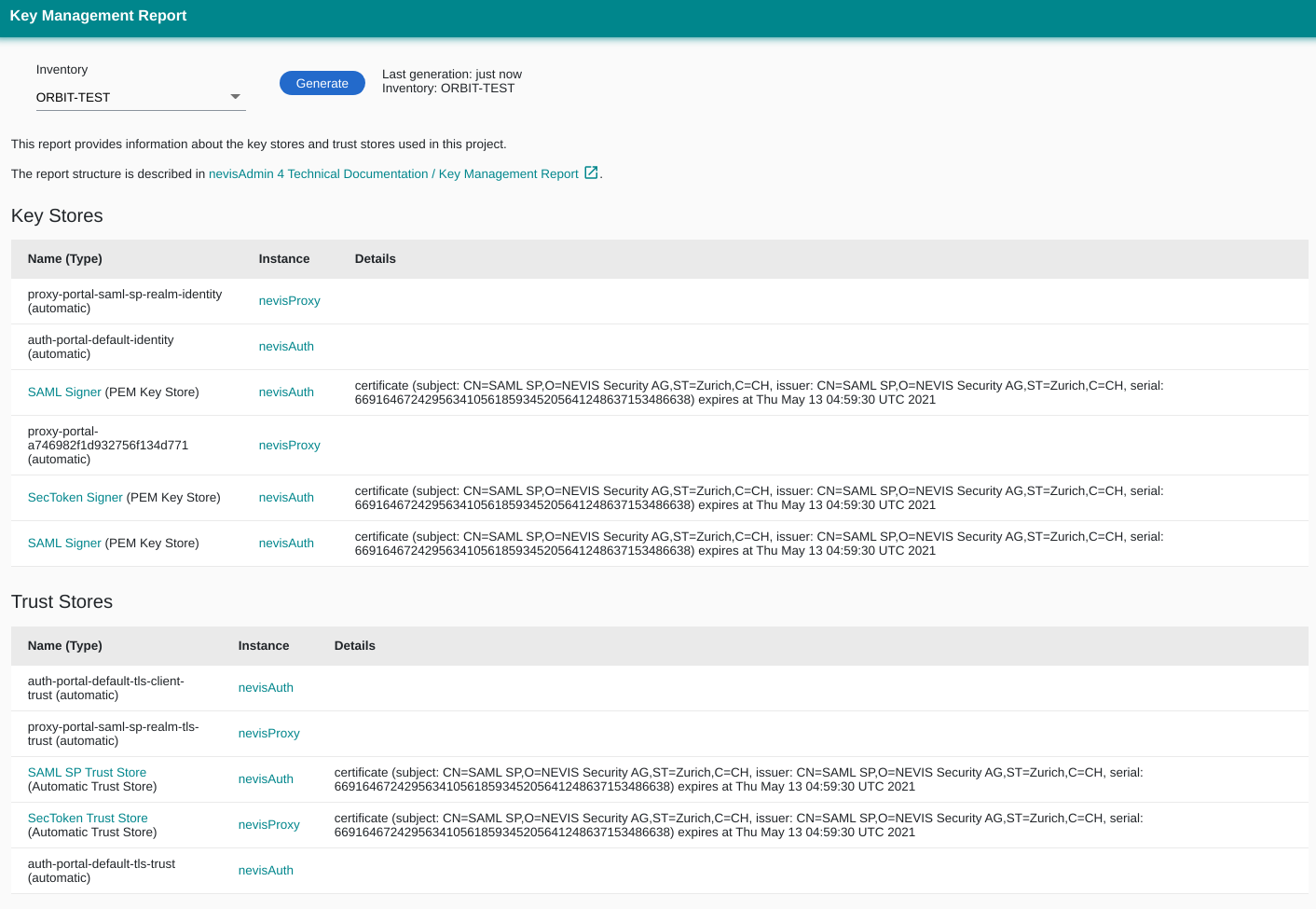 Key Management Report - Example