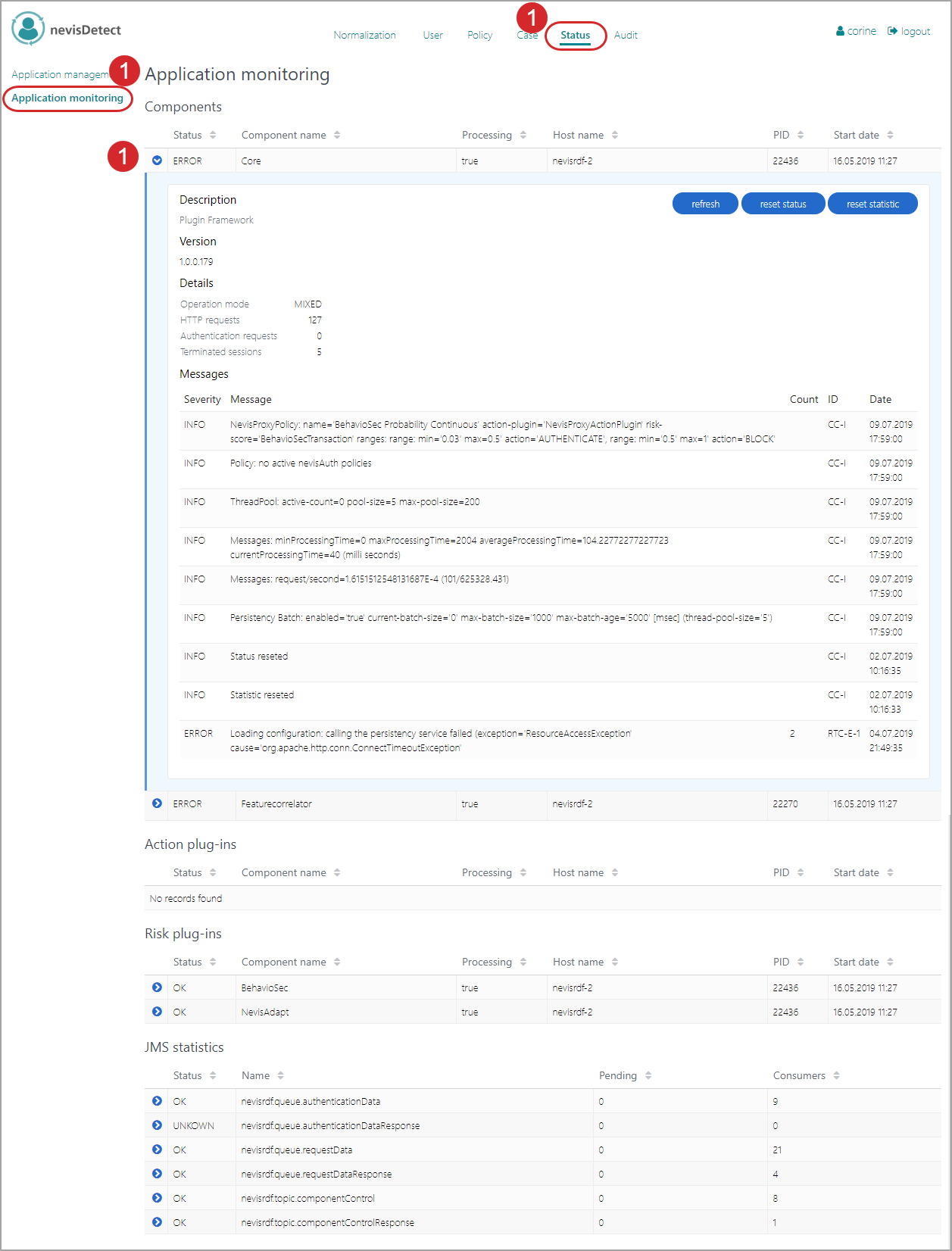 Operator - Status monitoring