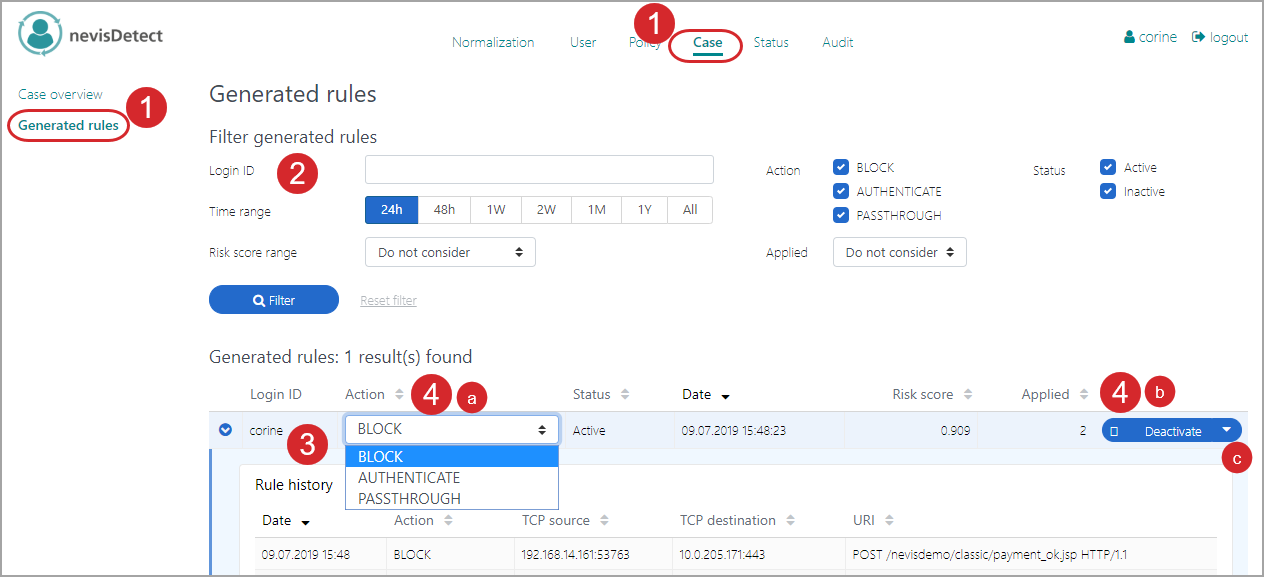 Support desk user - Adjust a rule