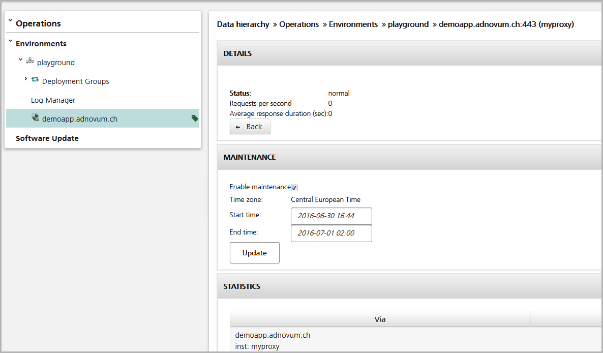 Operation view of the application