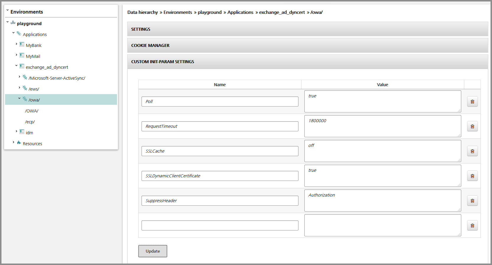 Custom mapping parameters for OAW using dynamic certificates