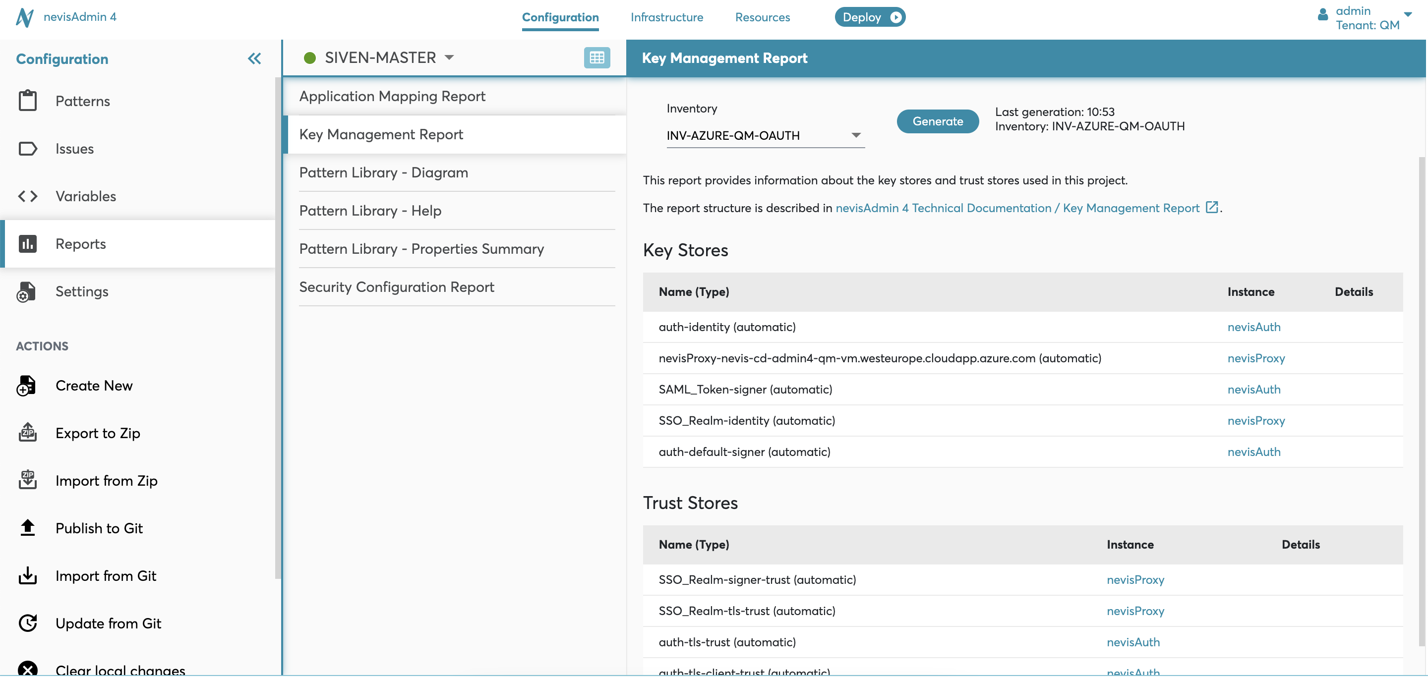 Accessing the available reports