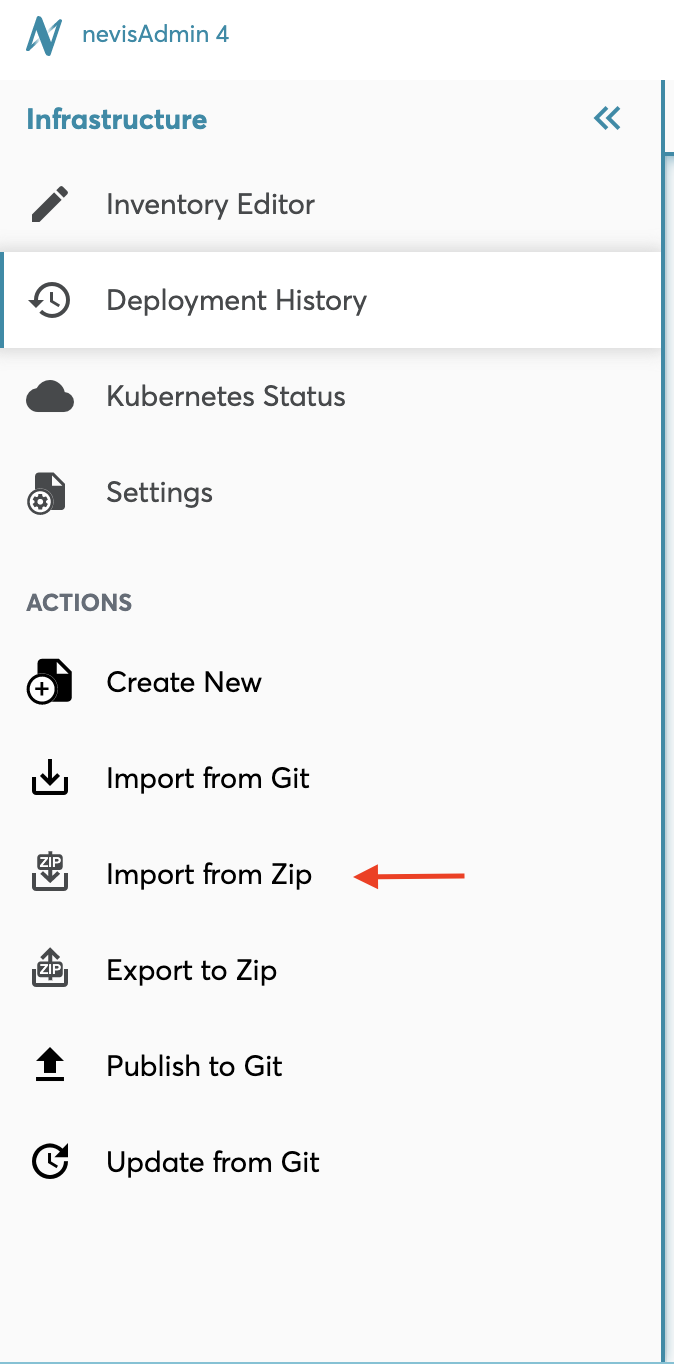 Inventory Settings sidebar menu - Import Inventory from Zip function