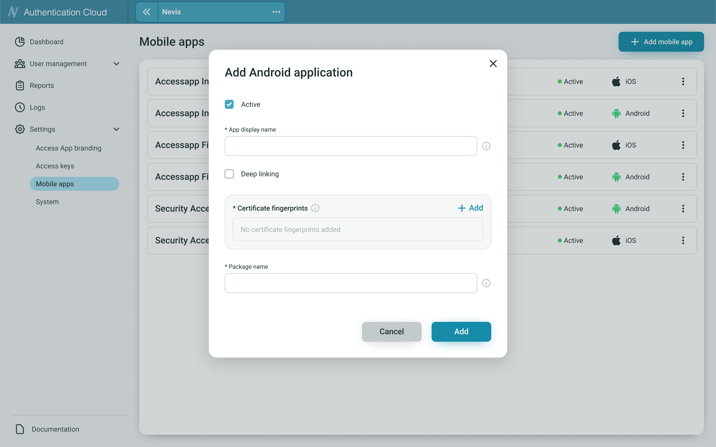 Andorid Mobile Apps screen