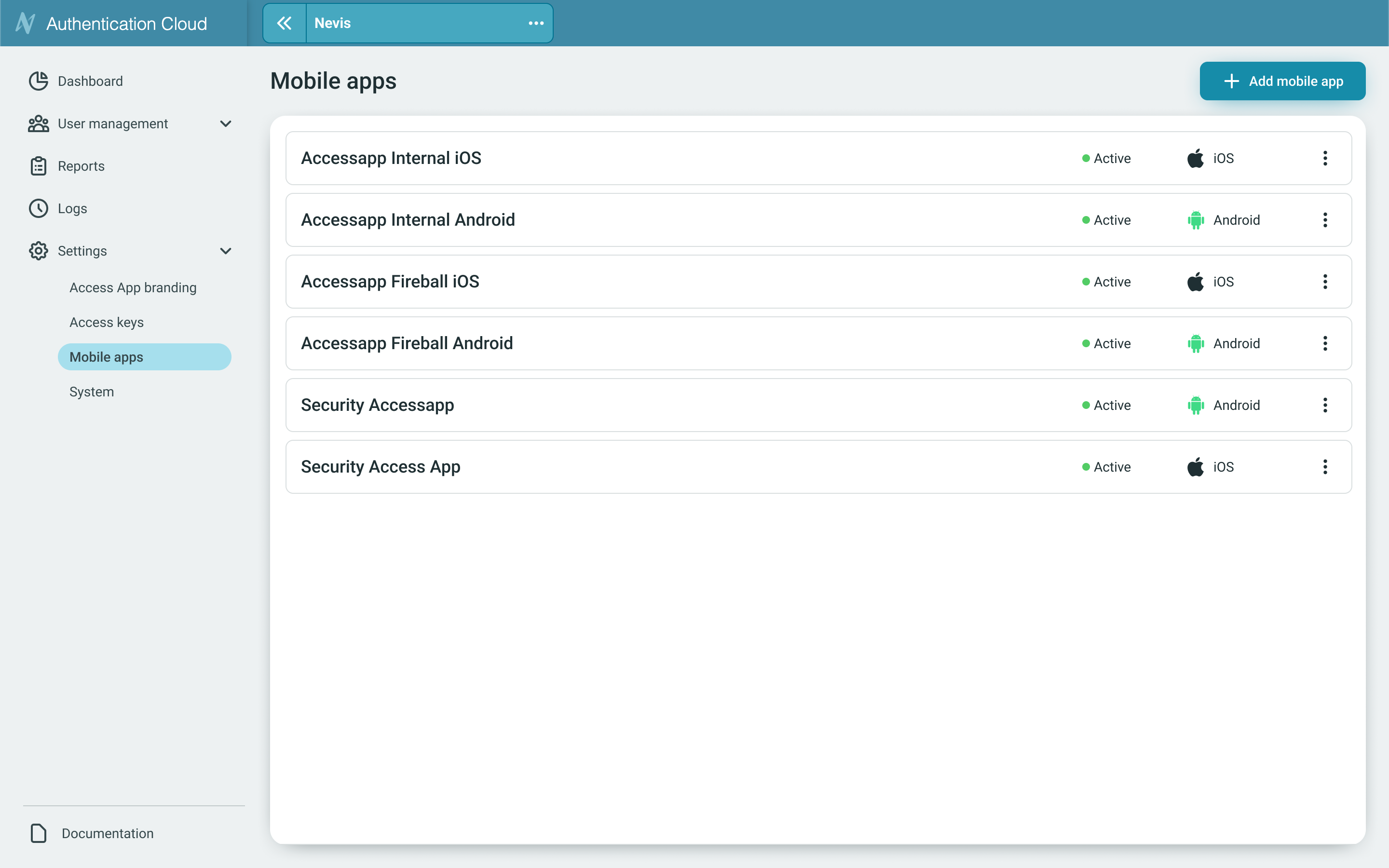 General Mobile Apps screen