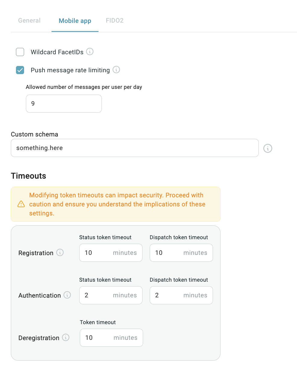 Mobile Appa System Settings screen