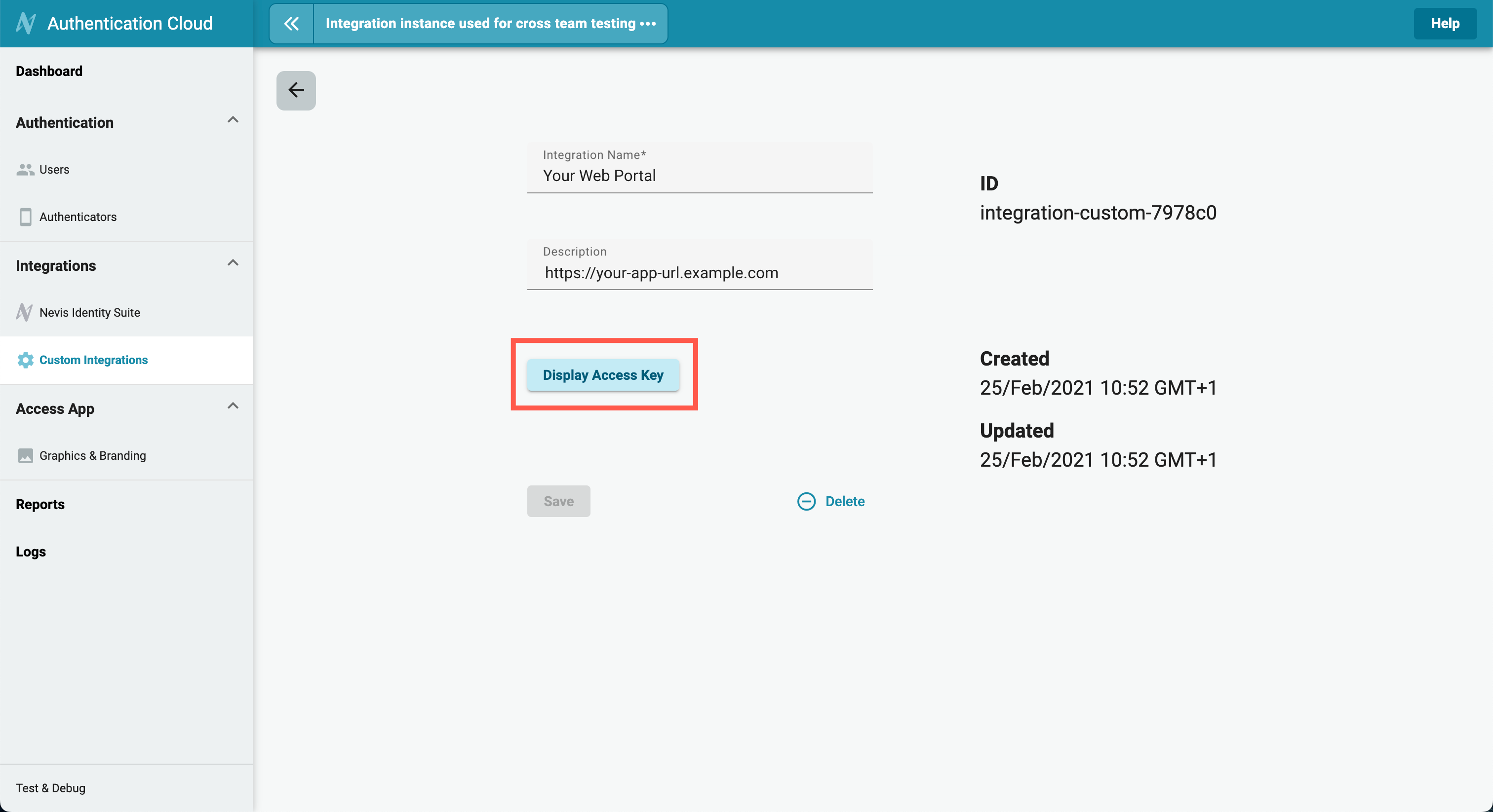 Display Access Key