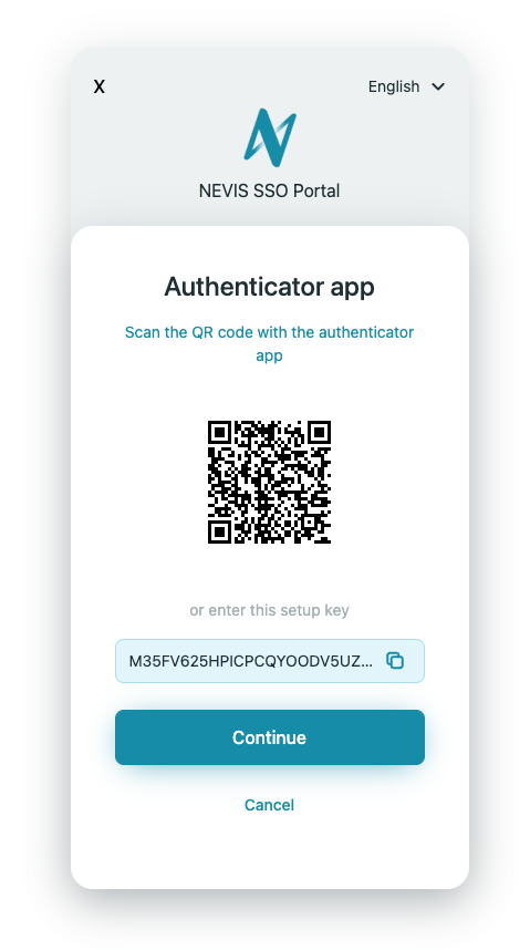 Nevis Identity Platform Example Project Add Authenticator App