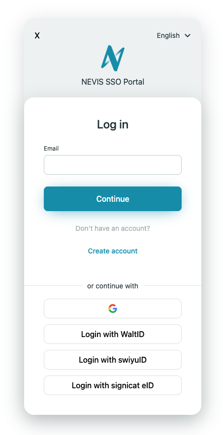 Nevis Identity Platform Example Project Login Screen