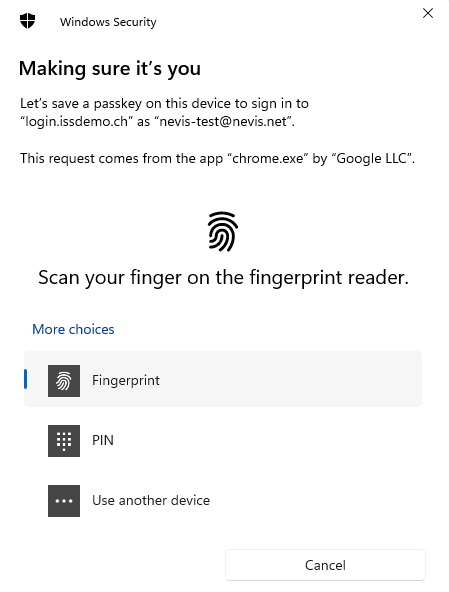Nevis Identity Platform Example Project Passkey Creation
