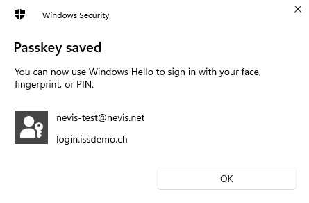 Nevis Identity Platform Example Project Passkey Creation