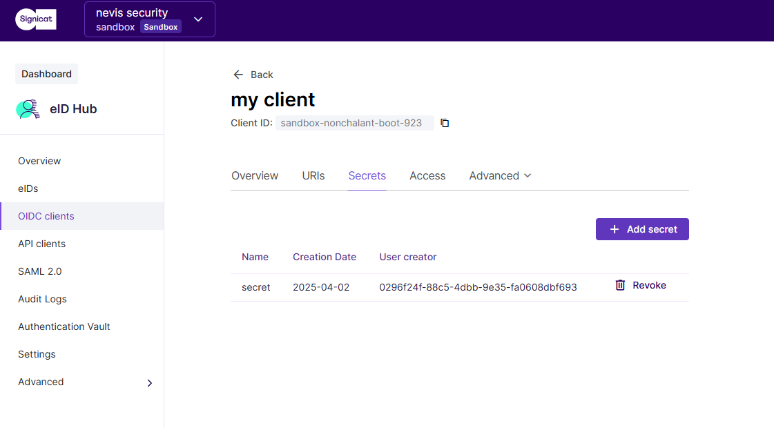 Nevis Identity Platform Example Project Signicat integration