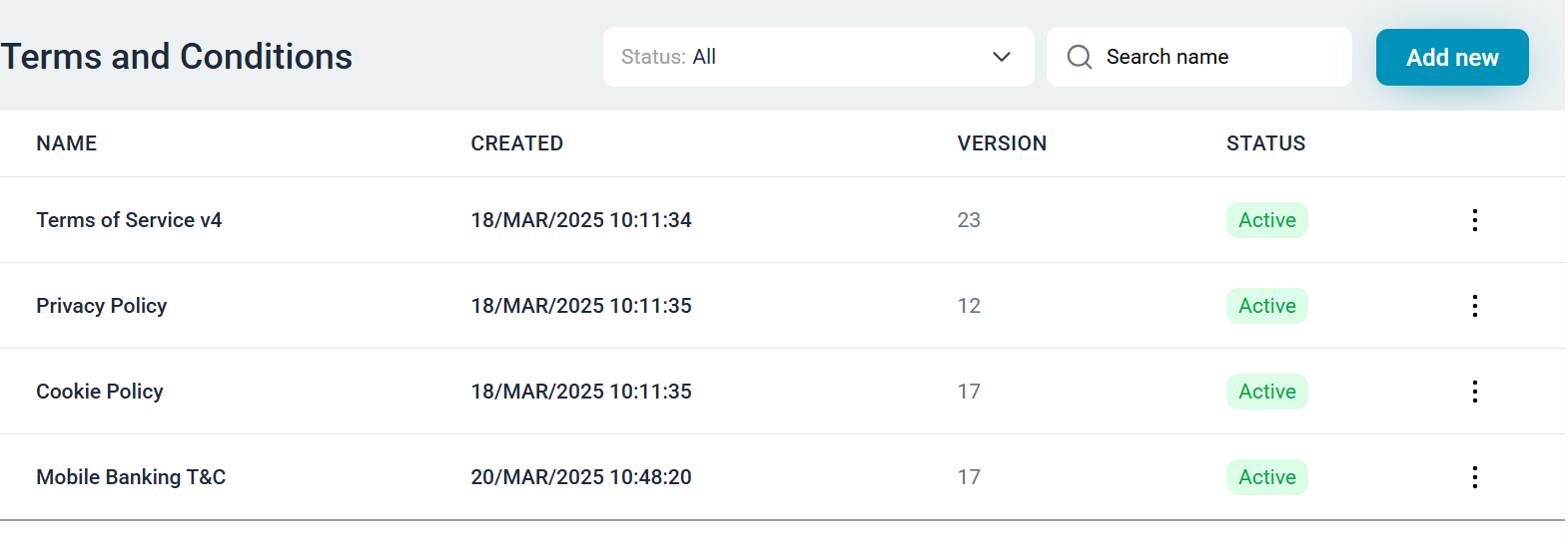 Nevis Identity Platform Example Project Terms and Conditions Management