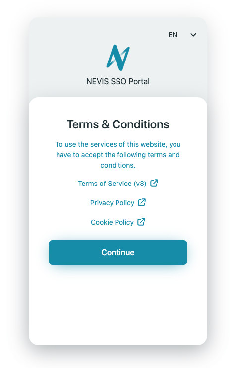 Nevis Identity Platform Example Project Terms and Conditions Management