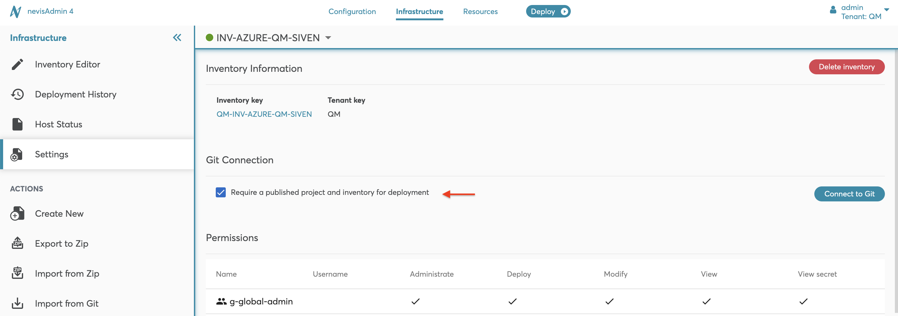 Inventory Settings | Nevis documentation