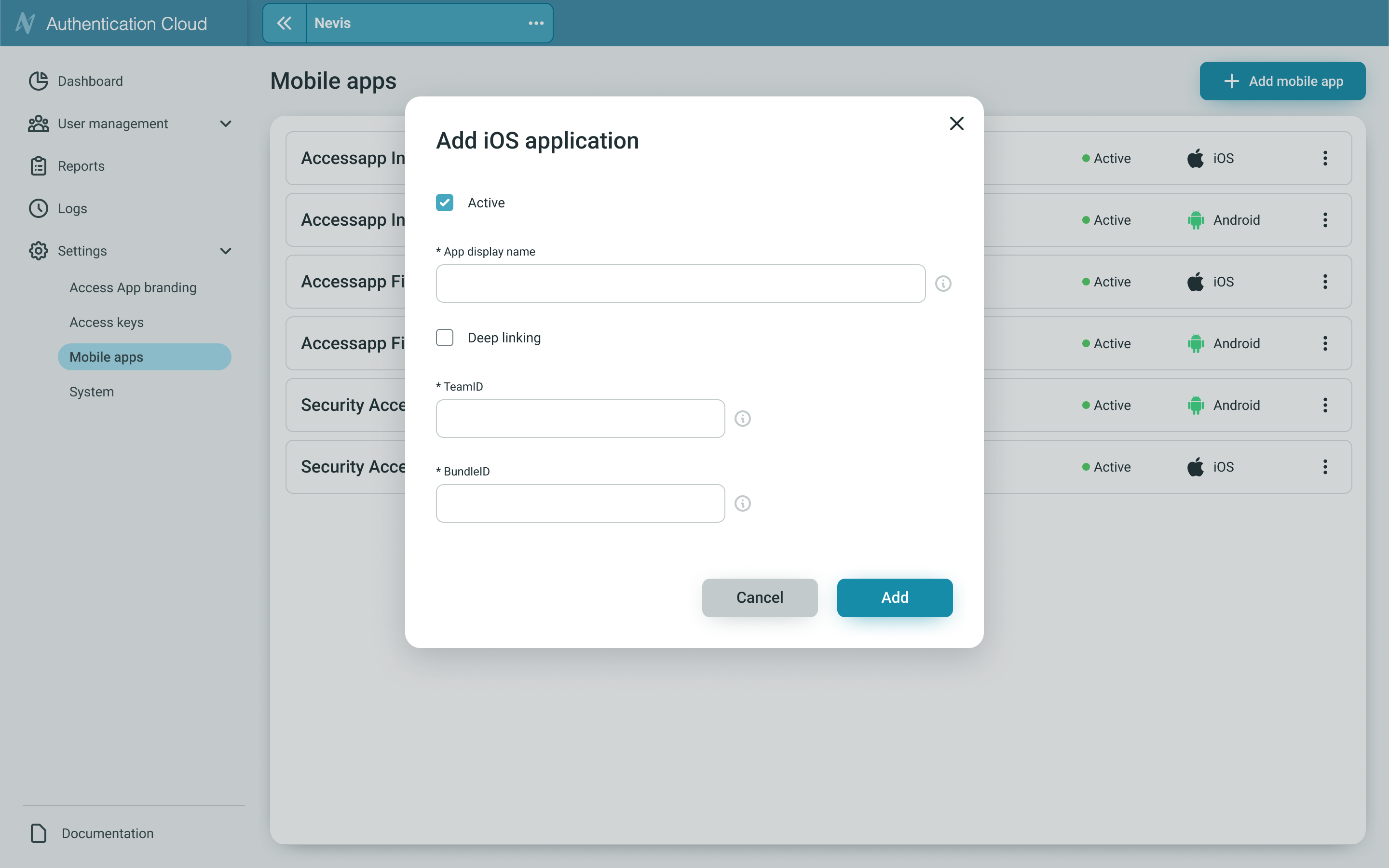 iOS Mobile Apps screen