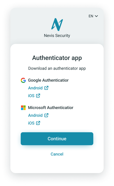 MFA Authenticator app download page